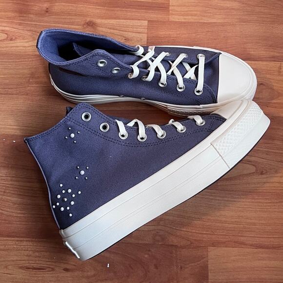 NEW Womens Size 8.5 Converse Chuck Taylor All Star Lift Pearls Studs High Shoe - Picture 7 of 12